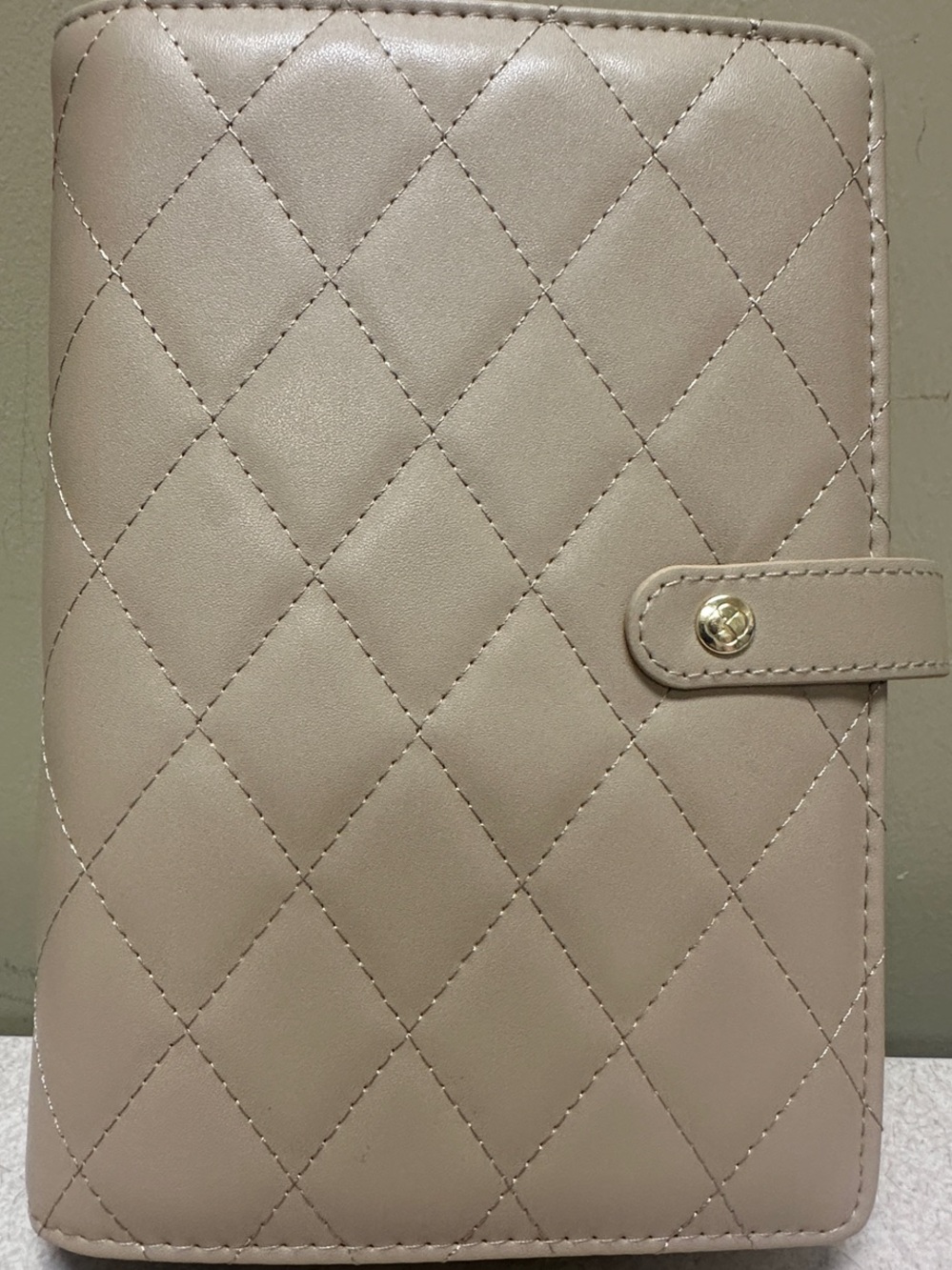 Quilted Taupe Women's Organizer Wallet with Snap Closure